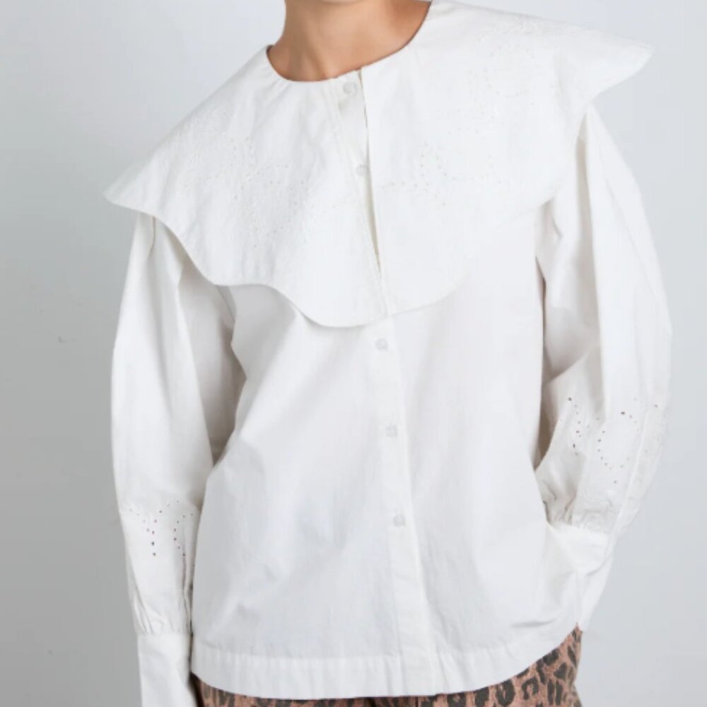 Damson Madder Romeo white embroidered blouse size 14